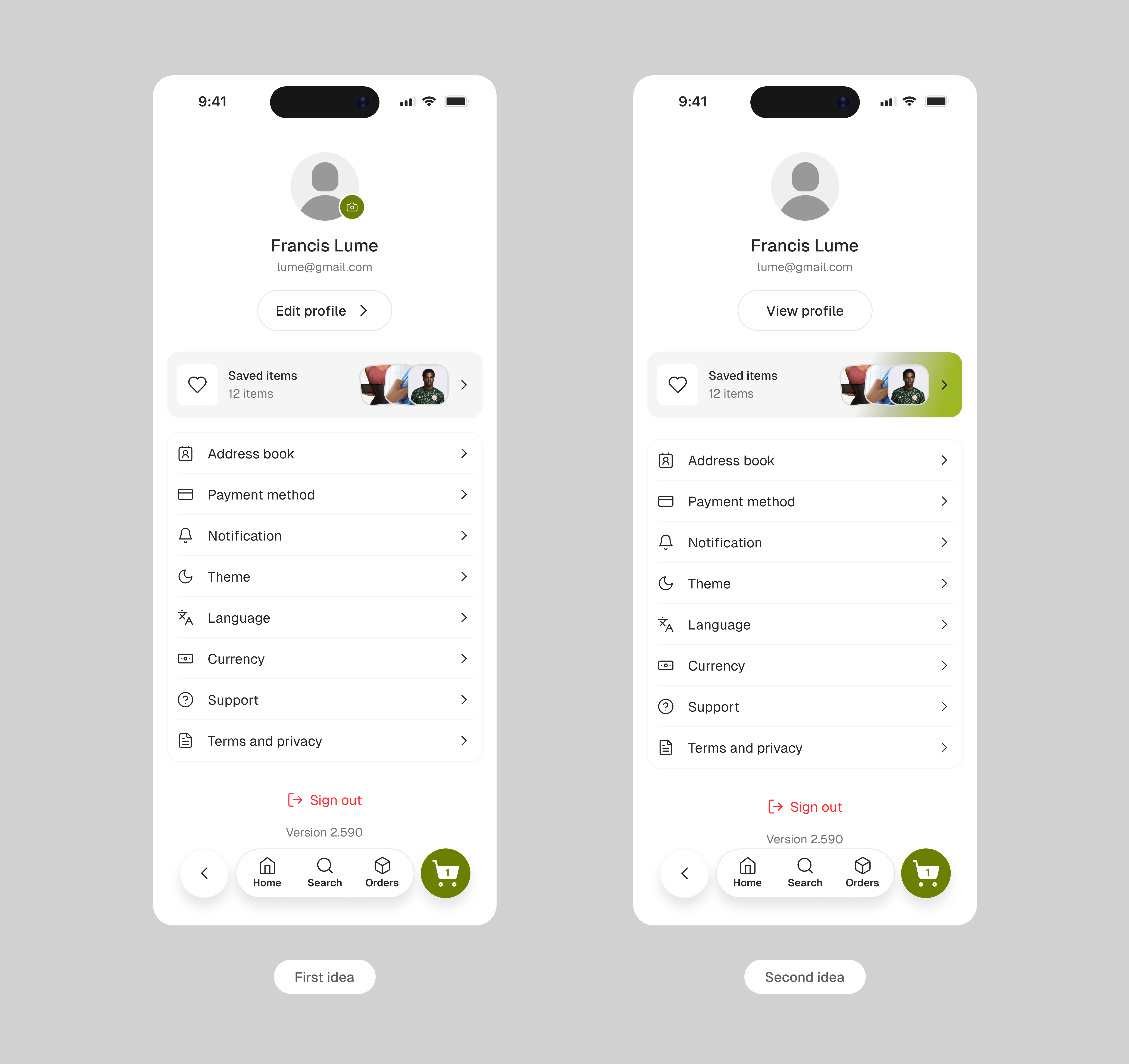 Kaycart profile page